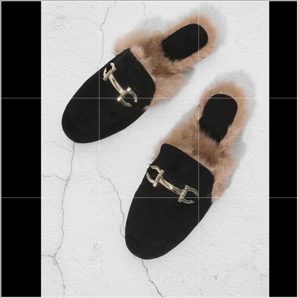 SHEIN Shoes - Fuzzy Loafer Mules